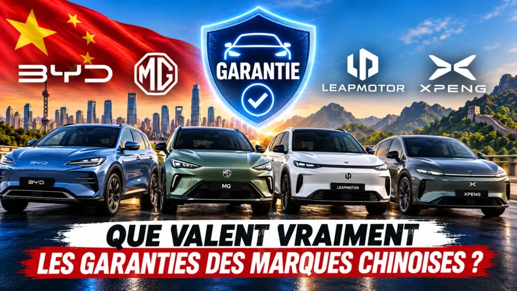 Un visuel qui met en avant 4 marques de voitures chinoises avec un titre qui met en question la fiabilité de leurs garanties