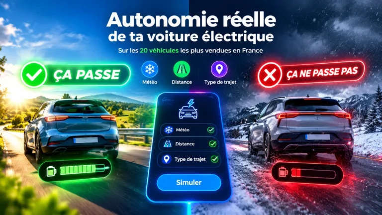 Deux voitures électriques, l’une au soleil l’autre sous la neige, illustrant l’écart d’autonomie réelle